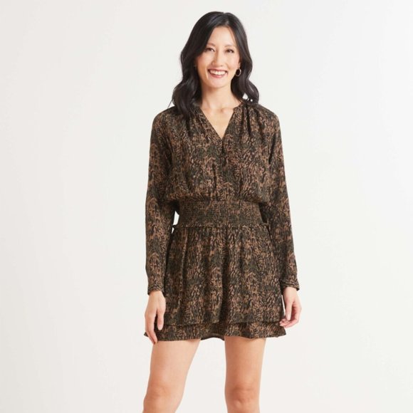 Rails Jasmine Smocked Waist Long Sleeve Mini Fall dress Size Large - Picture 1 of 8